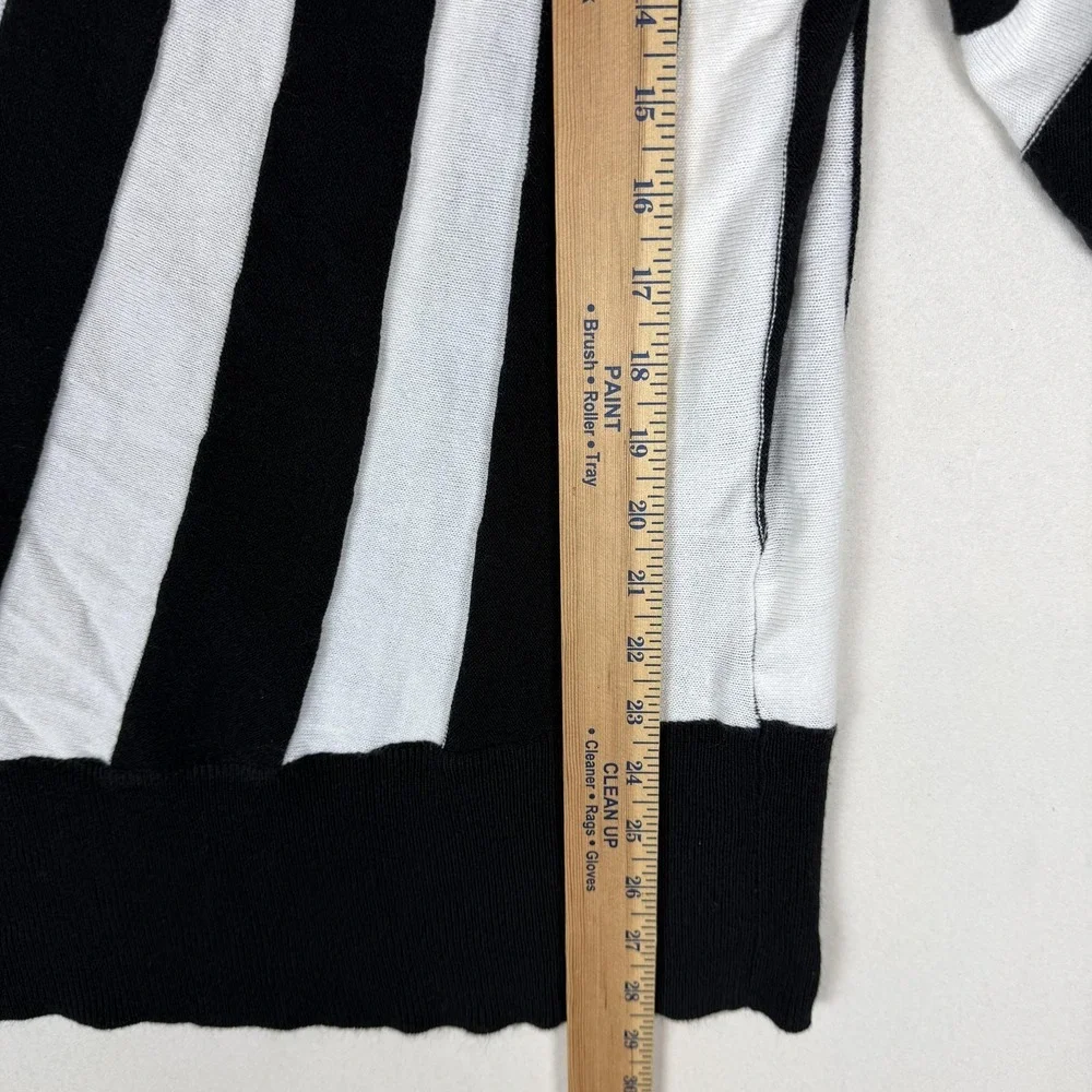 New York‎ & Company Sweater Womens Medium Black Stripe Tunic 3/4 Sleeve Dolman